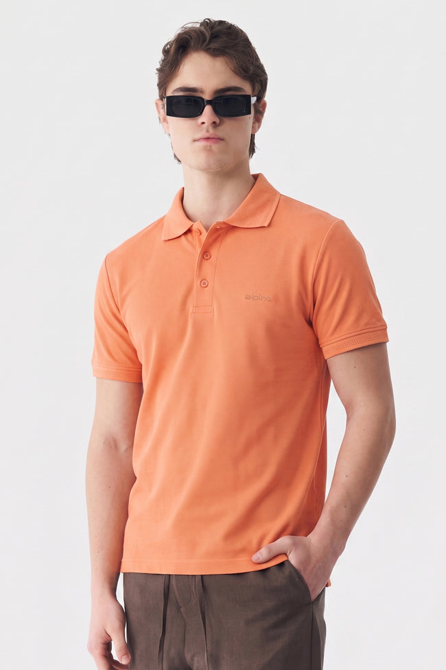 Alpine Men’s Peach Essential Polo Shirt Hover Image