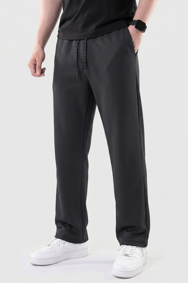Alpine Textured Men’s Trousers Black - Straight Fit Hover Image