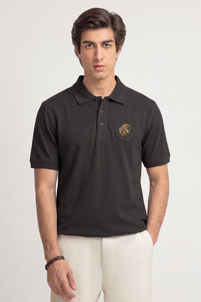 Alpine Men’s Dark Grey Polo – Royal Lion Edition Hover Image
