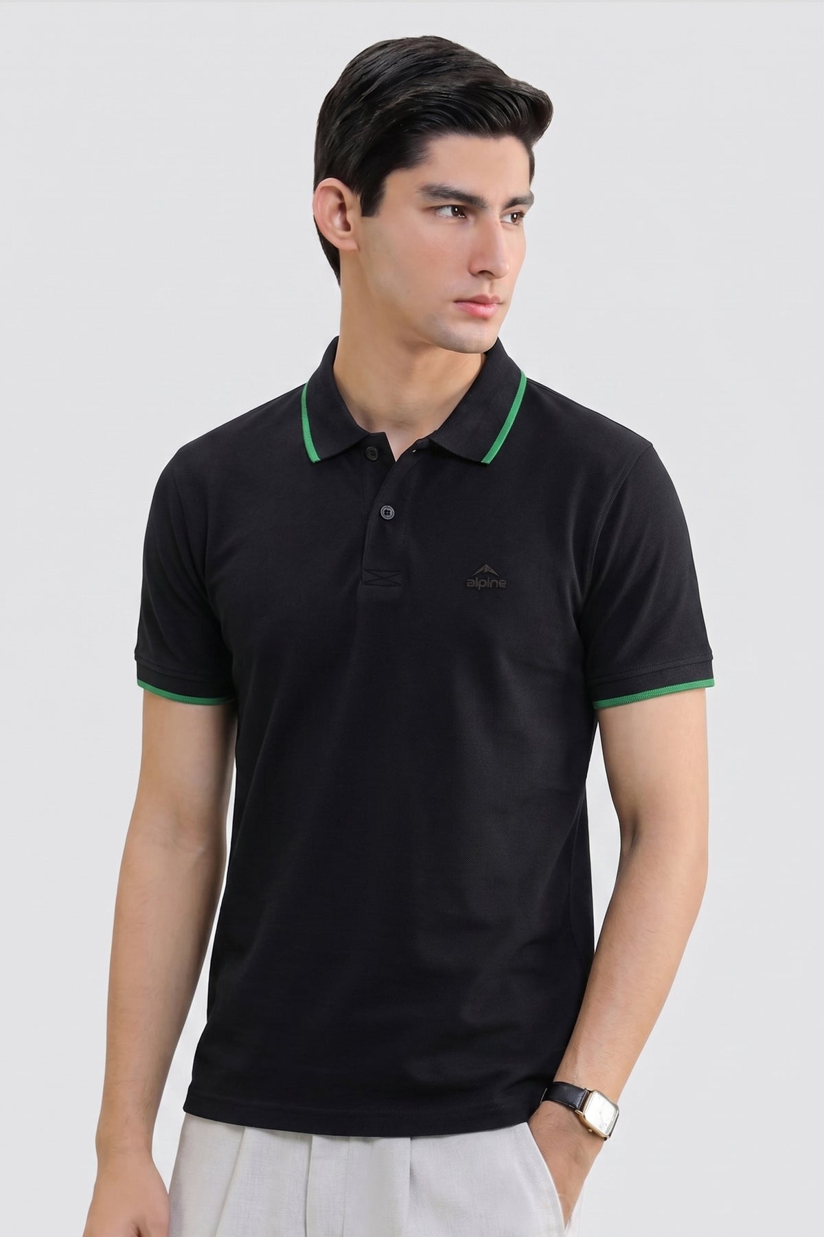 Alpine Men’s Black Polo Shirt – Executive Fit