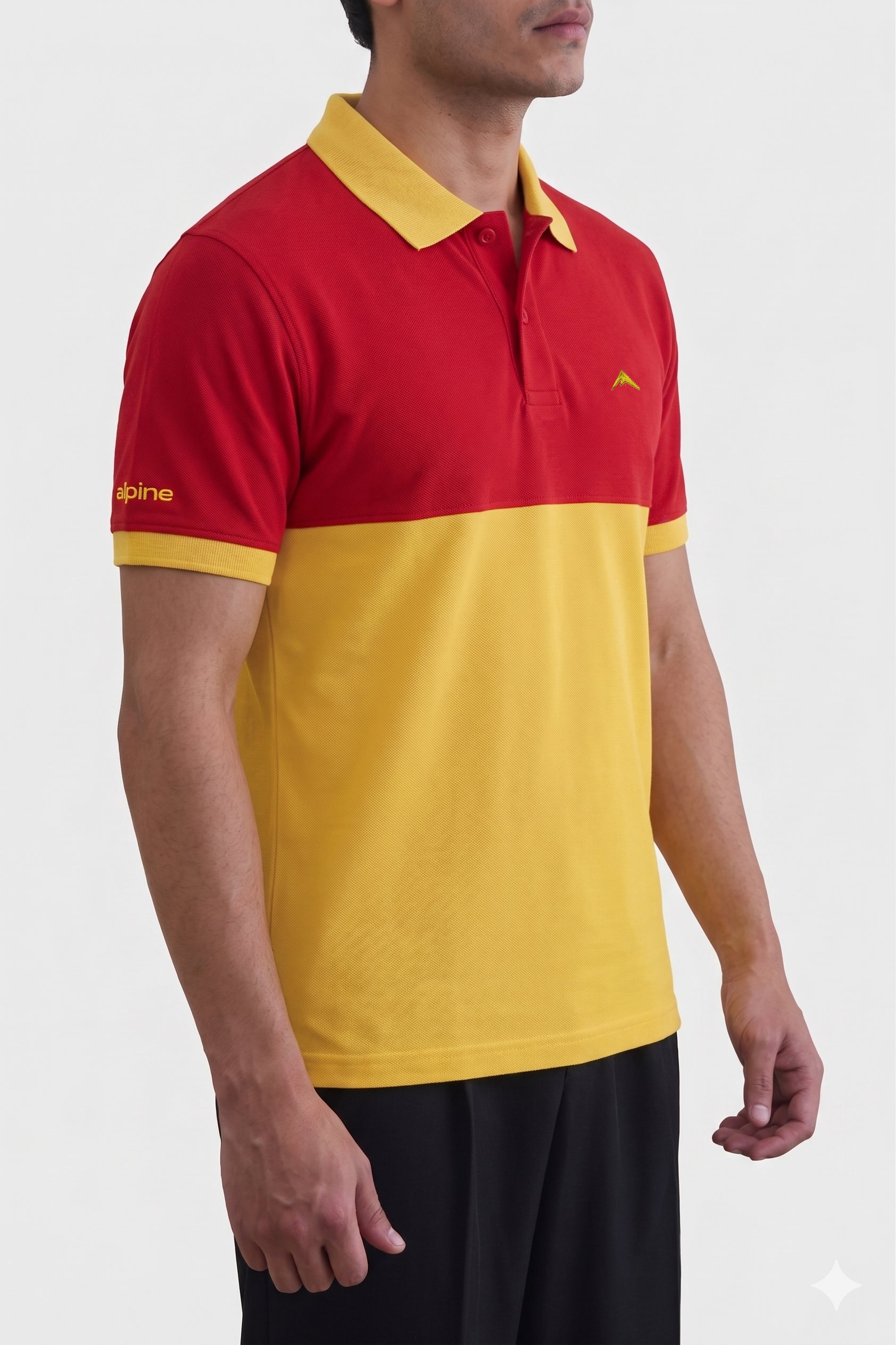 Alpine Men’s Yellow Cotton Polo Shirt - Dual Tone Edition