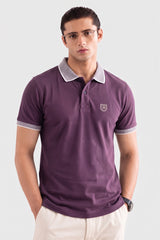 Alpine Men’s Purple Cotton Polo Shirt – Contrast Collar Edition
