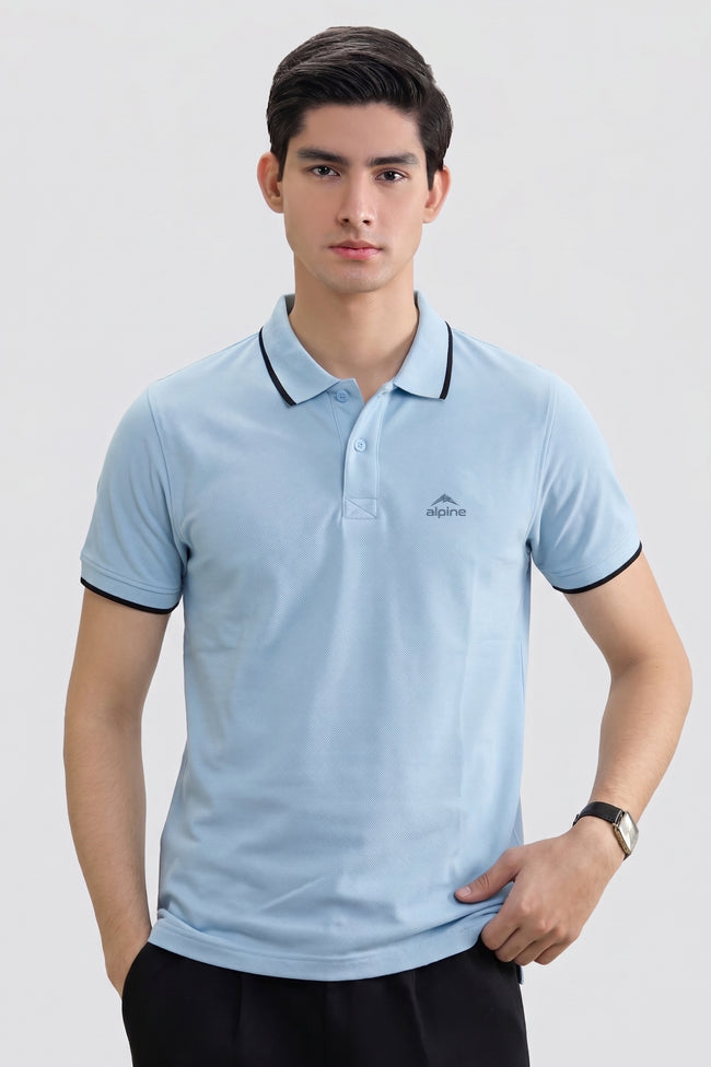 Alpine Men’s Sky Blue Polo Shirt – Executive Fit Hover Image