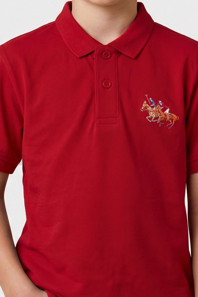 Alpine Kids Classic Polo Shirt Red – Premium Cotton Main Image