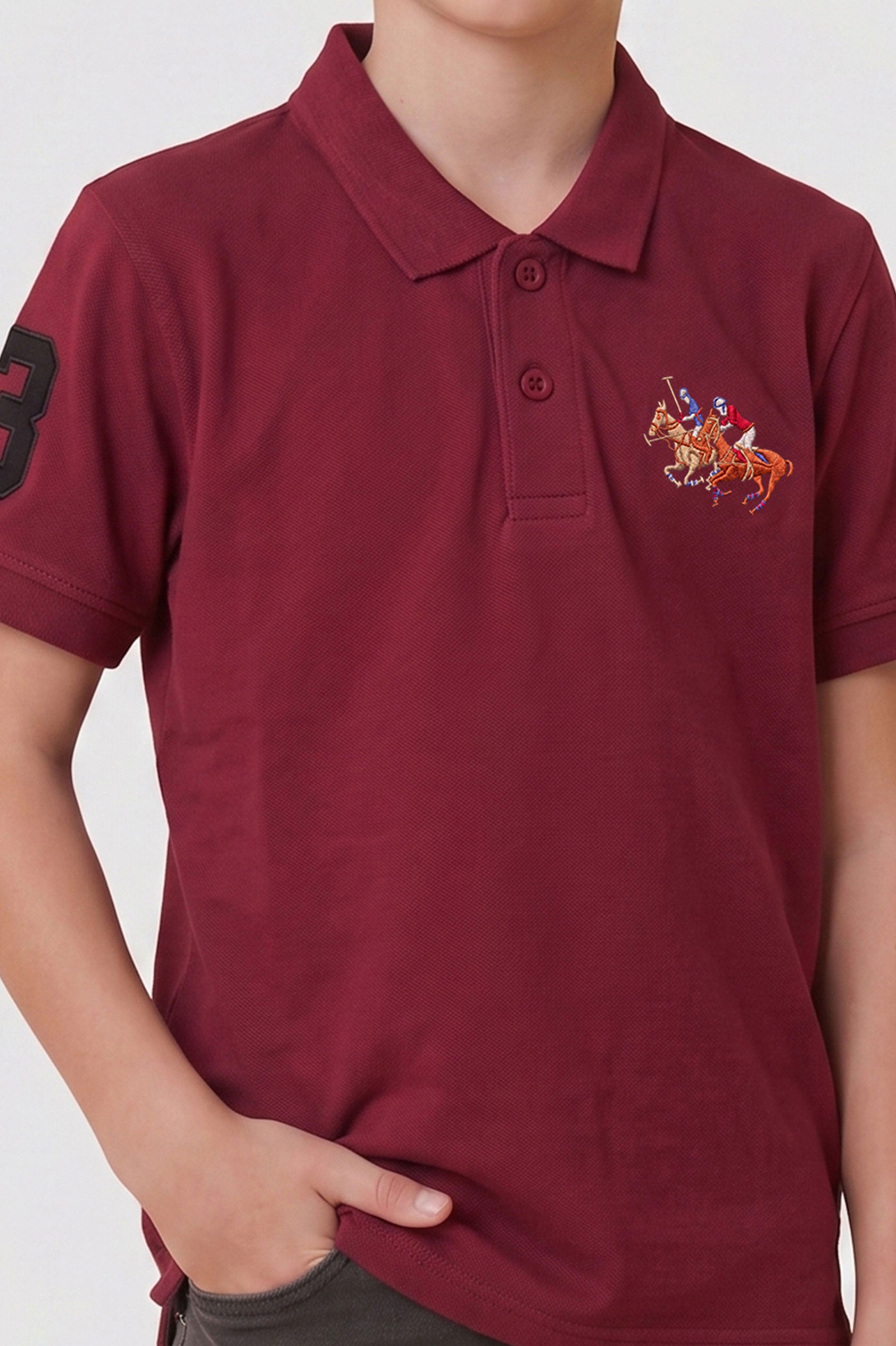 Alpine Kids Classic Polo Shirt Maroon – Premium Cotton