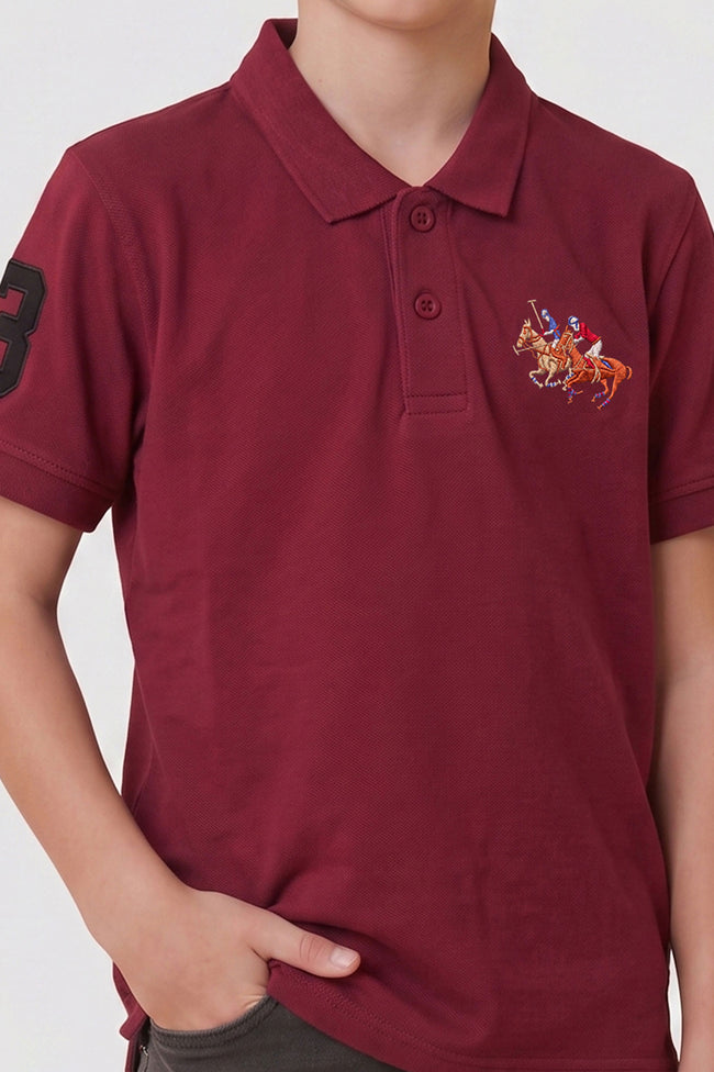 Alpine Kids Classic Polo Shirt Maroon – Premium Cotton Main Image