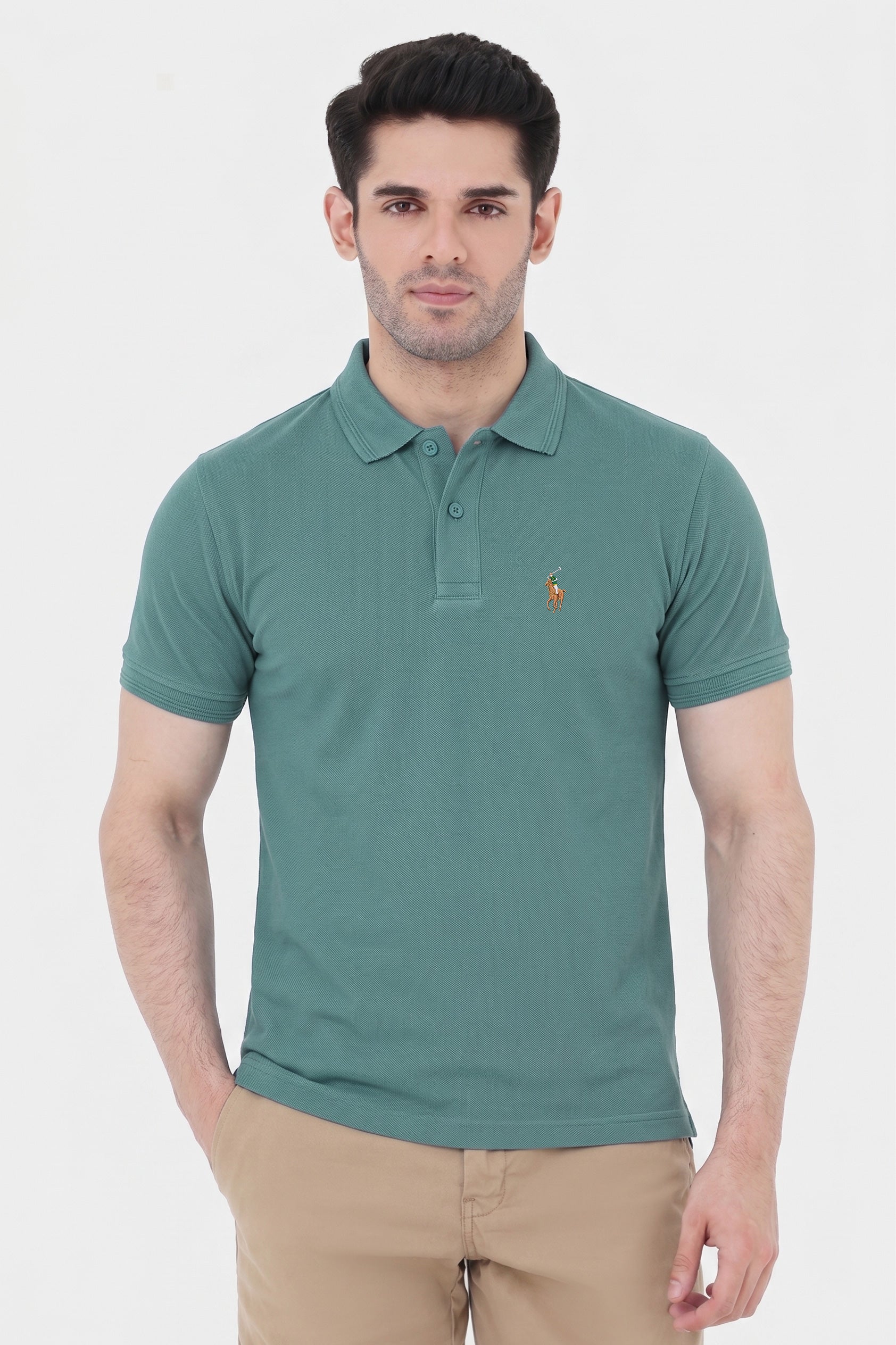 Alpine Men’s Hunter Green Cotton Polo Shirt – Prestige Rider Edition