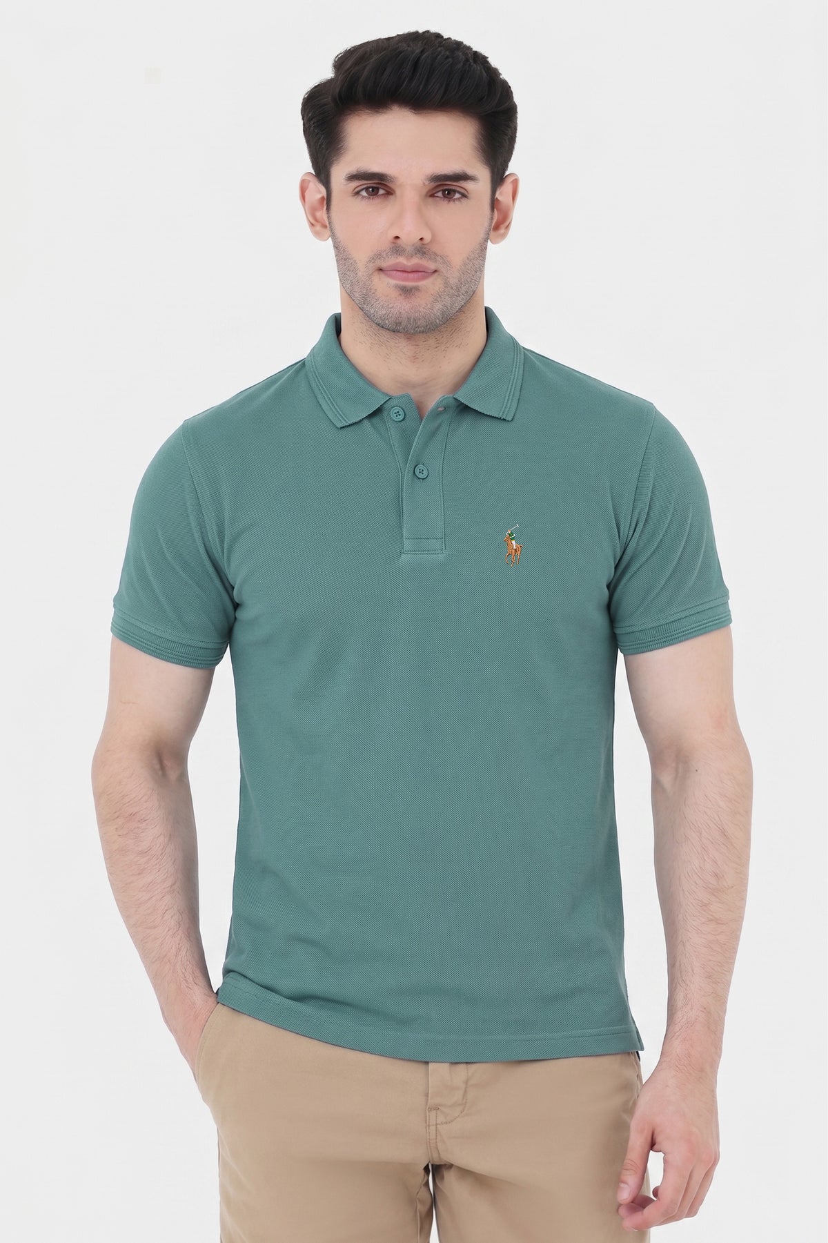 Alpine Men’s Hunter Green Cotton Polo Shirt – Prestige Rider Edition