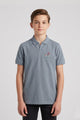 Alpine Kids Silver Grey Cotton V-Neck Polo Shirt