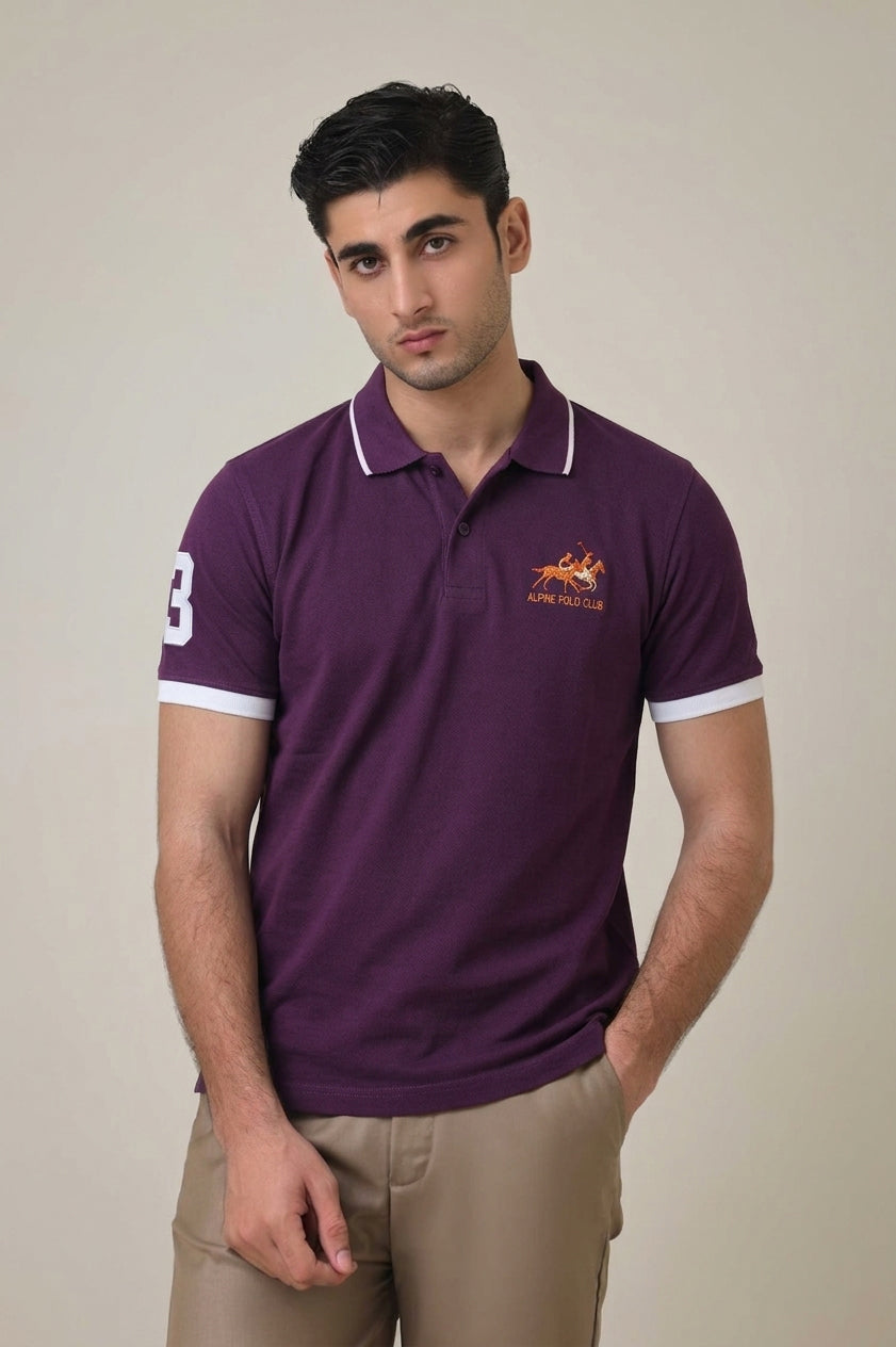 Alpine Men’s - Purple Cotton Polo Shirt