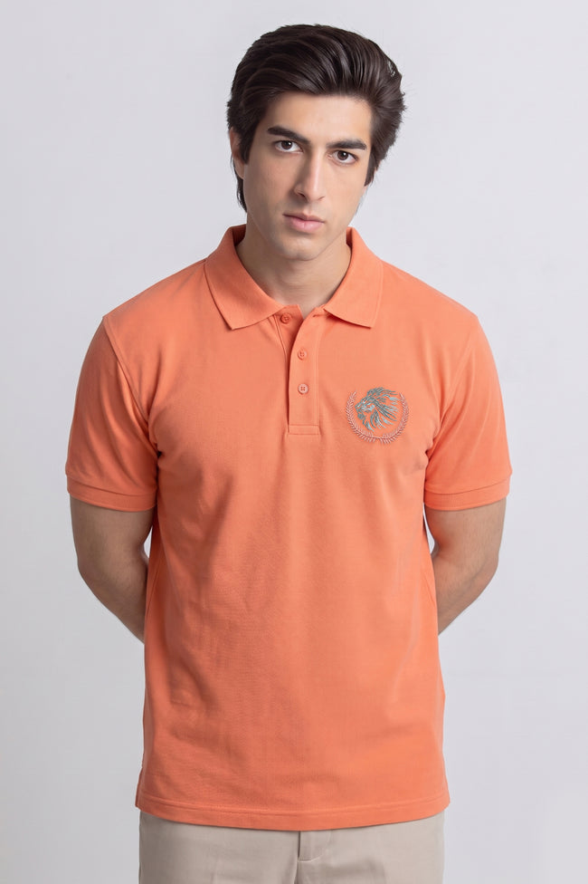 Alpine Men’s Peach Polo – Royal Lion Edition Hover Image