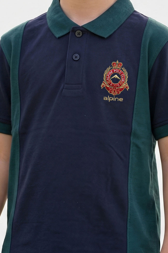 Alpine Kids Panel Polo Shirt Navy Blue – Premium Cotton Main Image