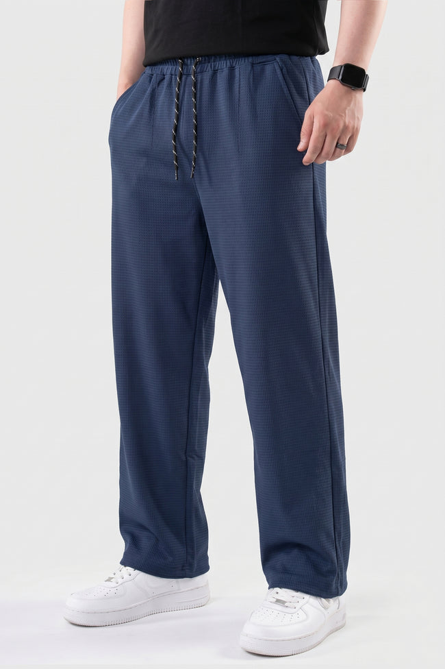Alpine Textured Men’s Trousers Navy Blue - Straight Fit Hover Image