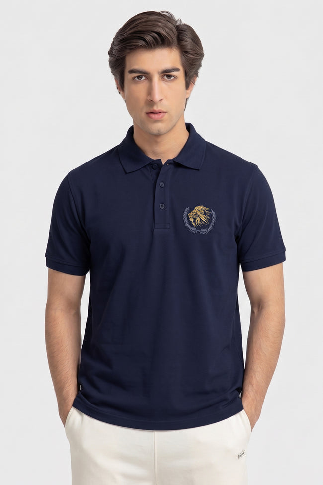 Alpine Men’s Navy Blue Polo – Royal Lion Edition Hover Image