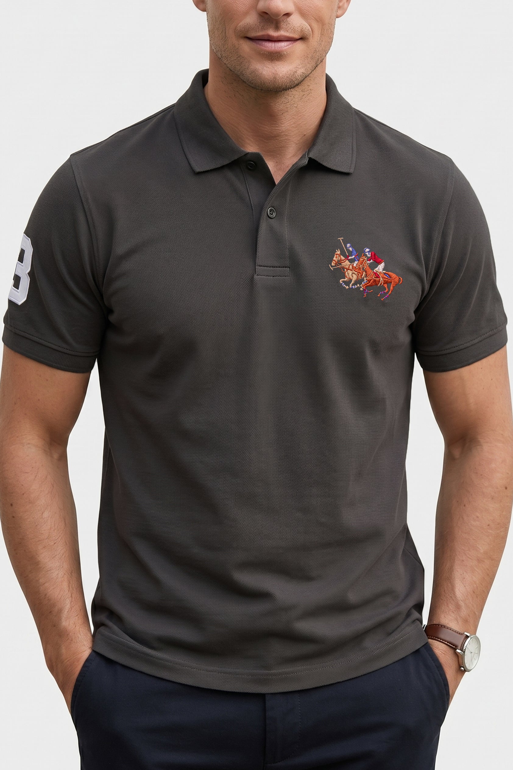 Alpine Men’s Dark Grey Cotton Polo Shirt - Pro Sport Edition