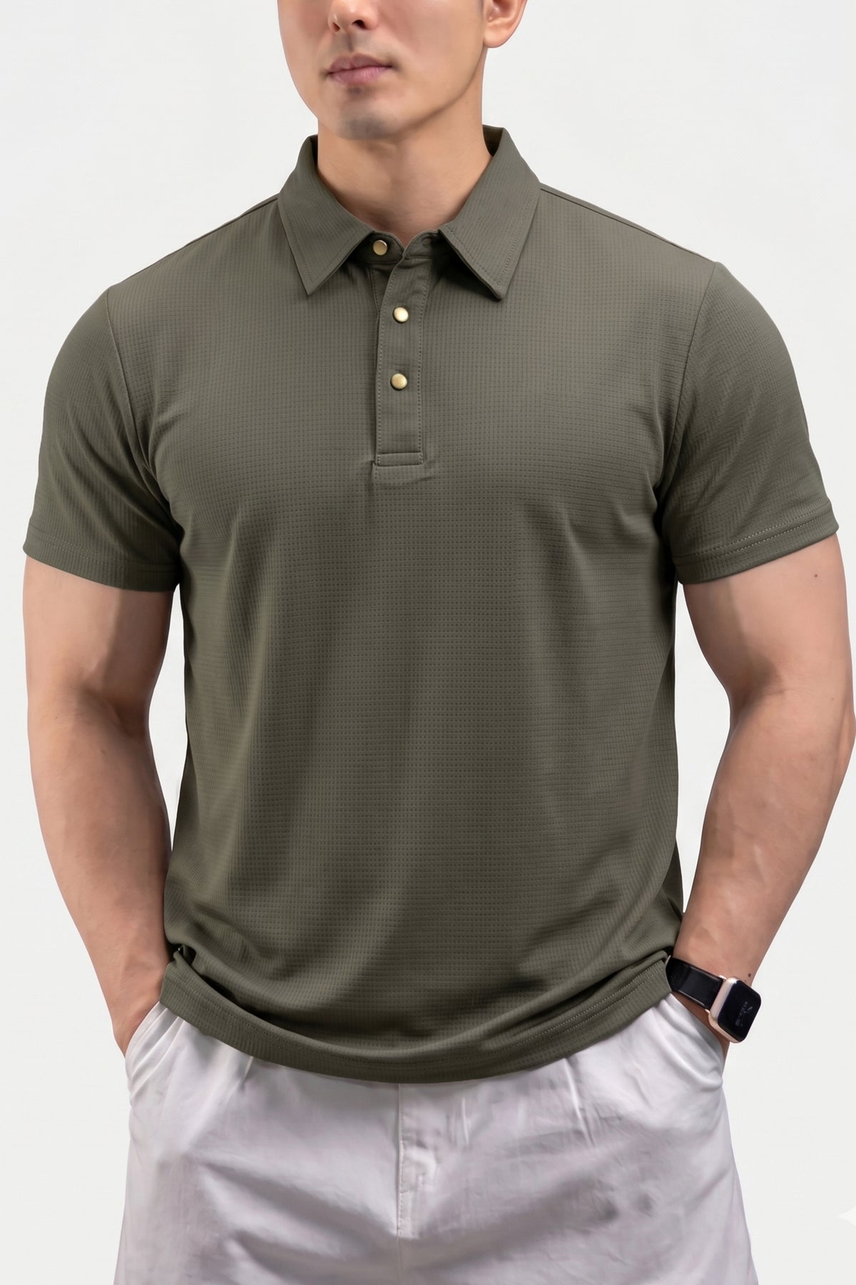 Alpine Luxury Dry-Fit Polo Olive – Premium Activewear Fit