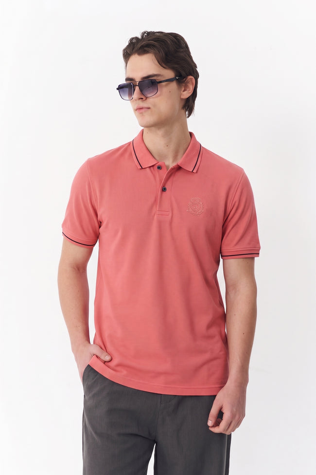Alpine Men’s Ash Rose Cotton Polo Shirt - Premium Edition Hover Image