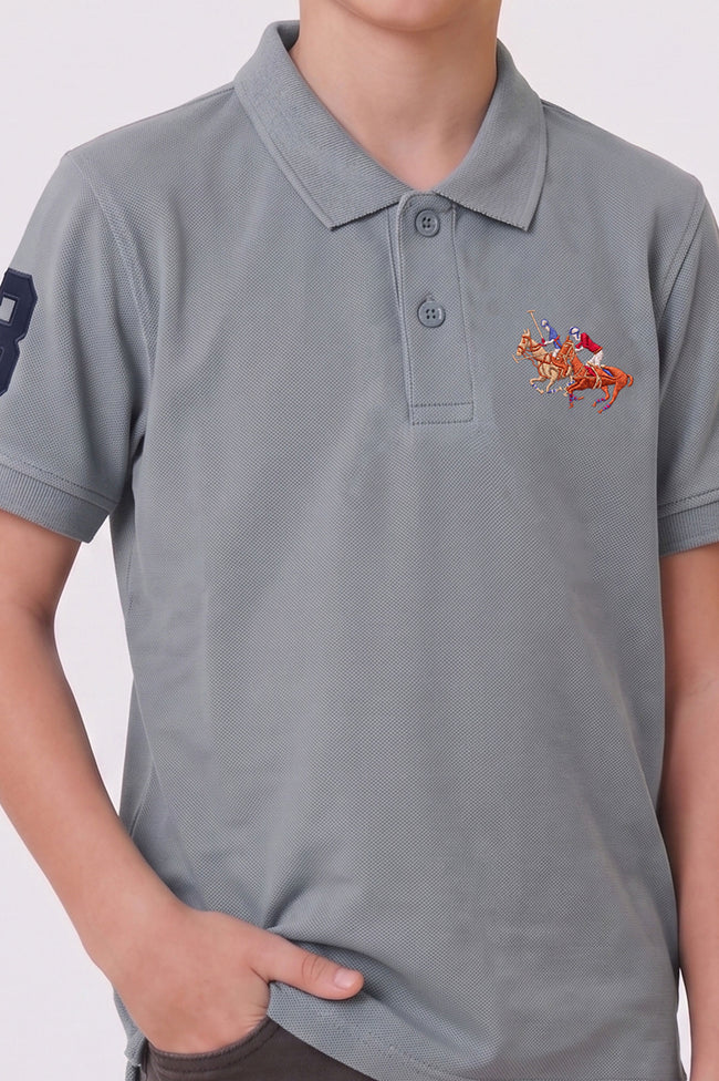 Alpine Kids Classic Polo Shirt Silver Grey – Premium Cotton Main Image
