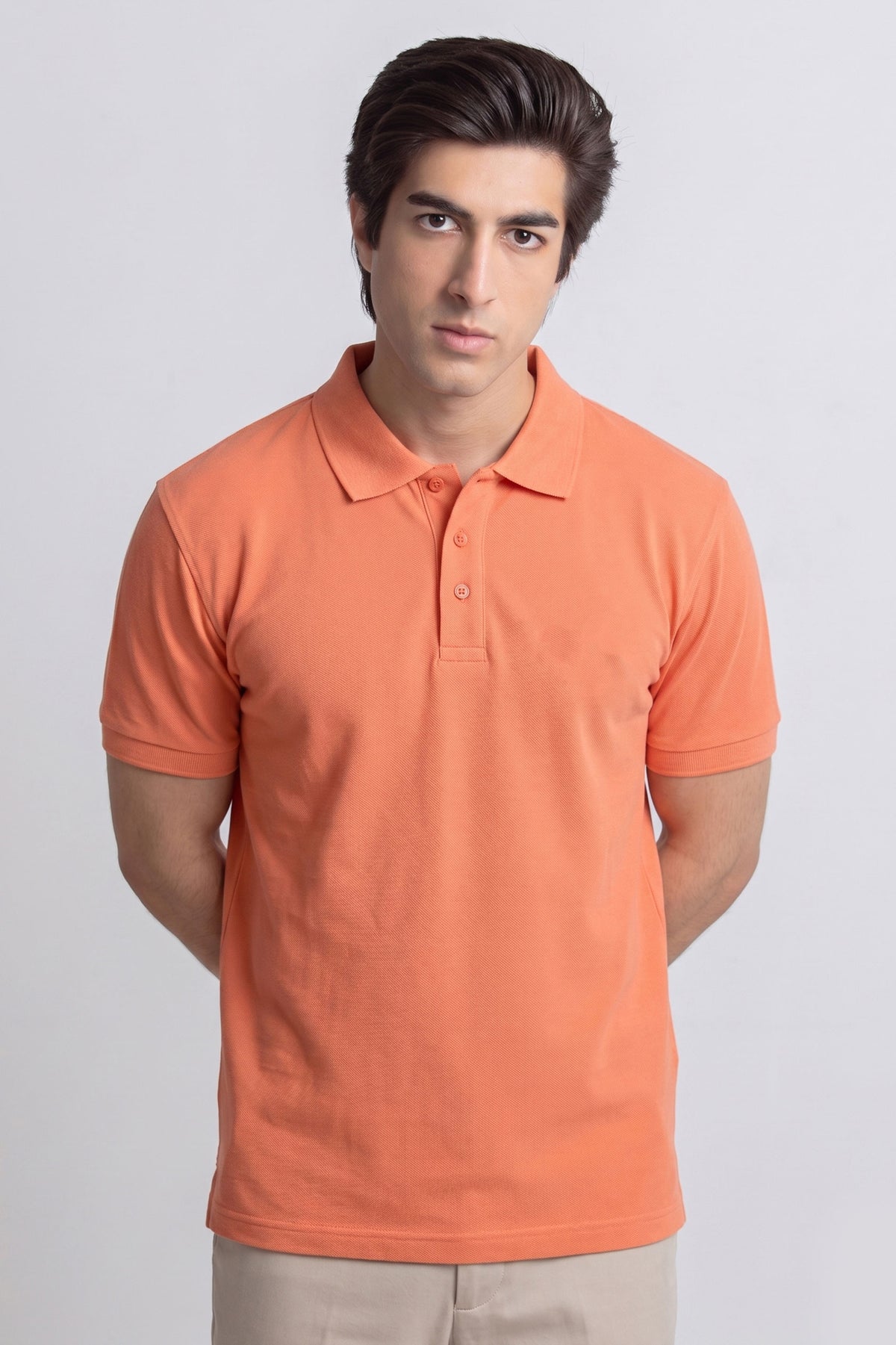 Alpine Men’s Peach Plain Cotton PQ Polo Shirt