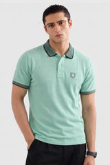 Alpine Men’s Mint Green Cotton Polo Shirt – Contrast Collar Edition