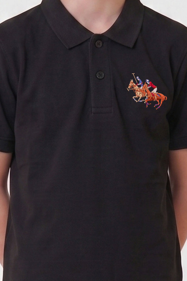Alpine Kids Classic Polo Shirt Black – Premium Cotton Main Image