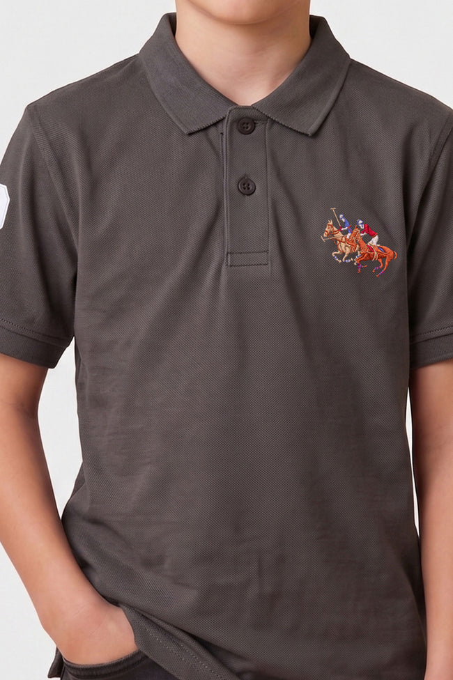 Alpine Kids Classic Polo Shirt Dark Grey – Premium Cotton Main Image