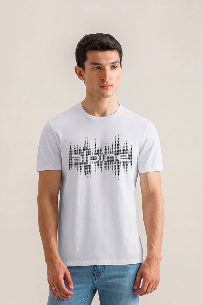 Alpine Soundwave Graphic T-Shirt White – Premium Cotton Tee Hover Image