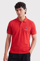 Alpine Men’s Red Cotton Polo – Royal Rider Edition