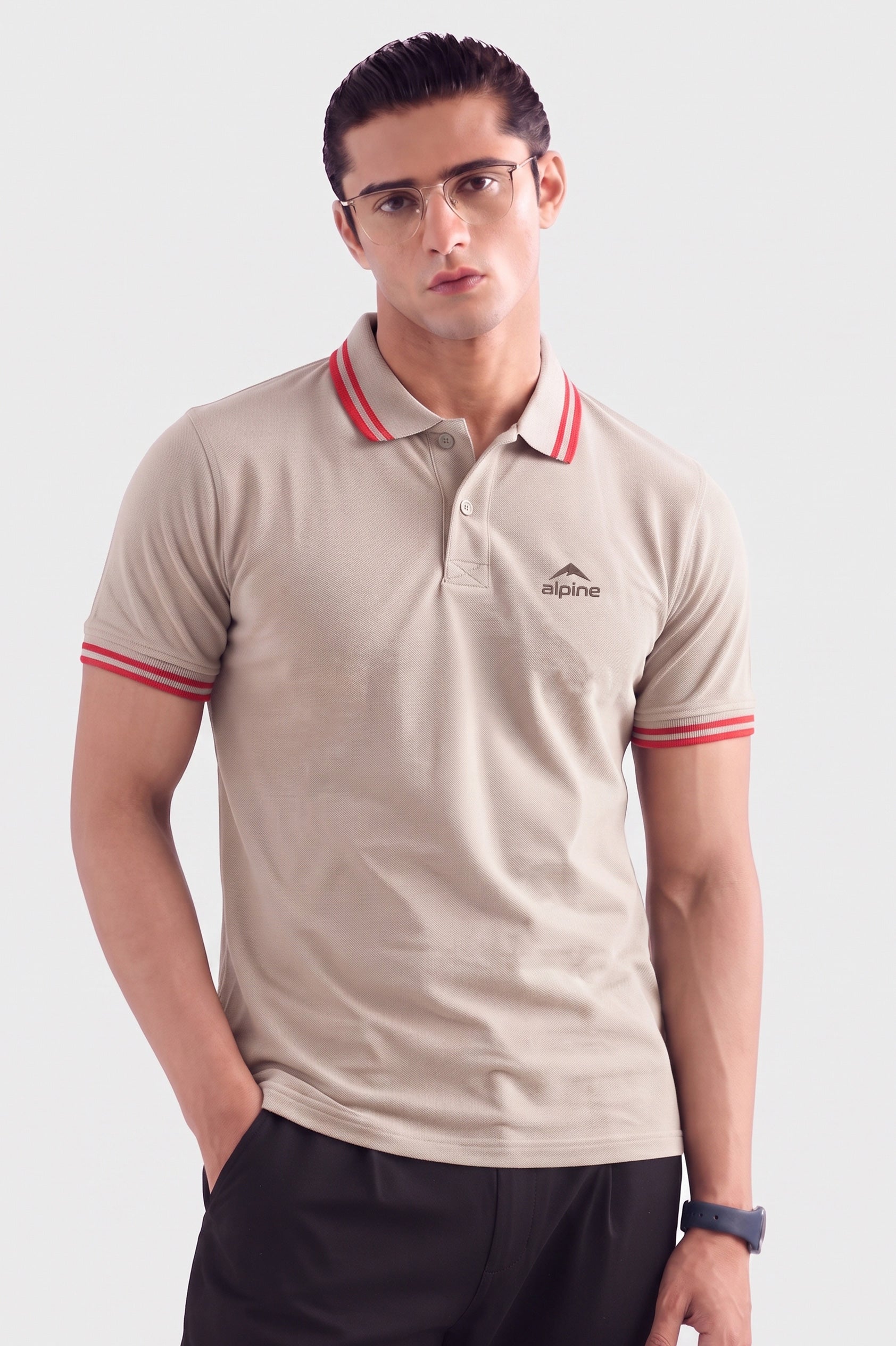 Alpine Men’s Smart Casual Cotton PQ Polo – Sand