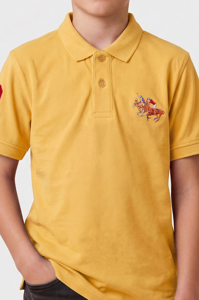 Alpine Kids Classic Polo Shirt Yellow – Premium Cotton Main Image