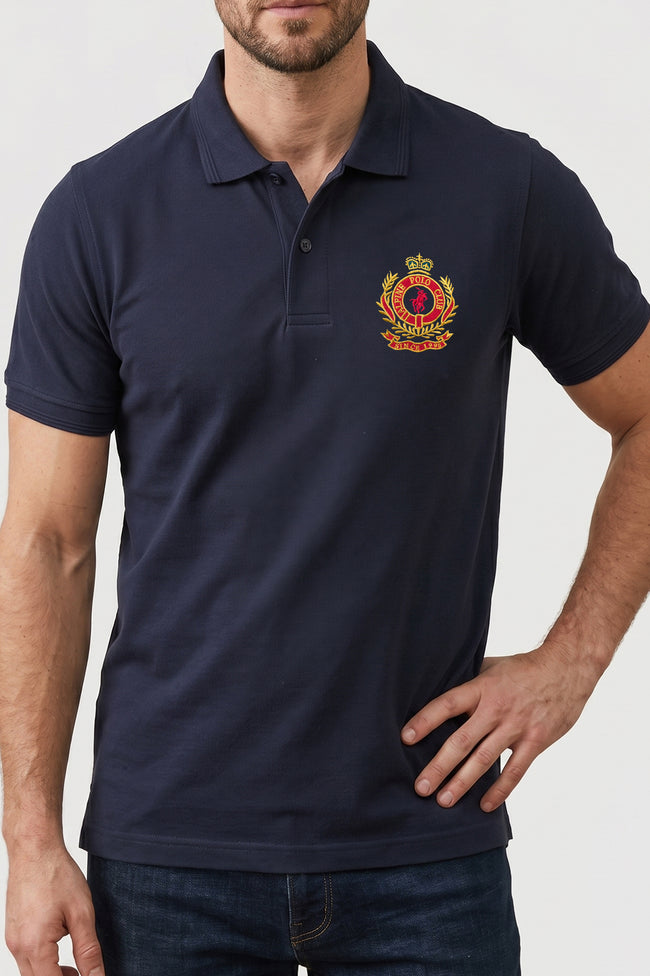 Alpine Men’s Navy Blue Cotton Polo Shirt - Crown Edition Hover Image