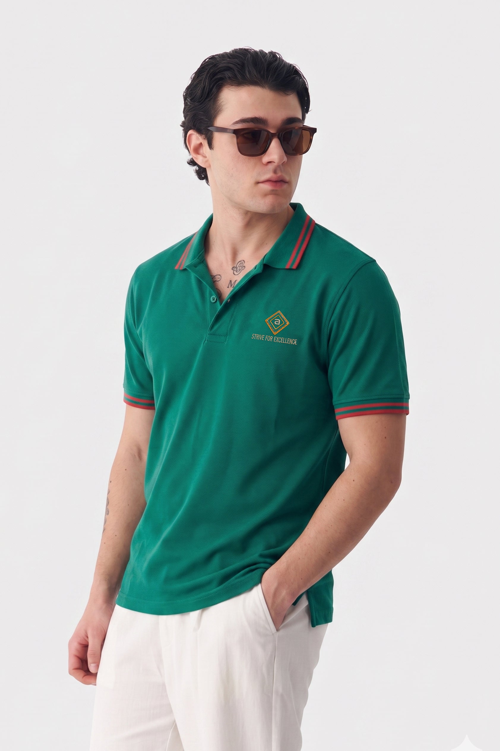 Alpine Men’s Green Cotton Polo Shirt - Limited Edition