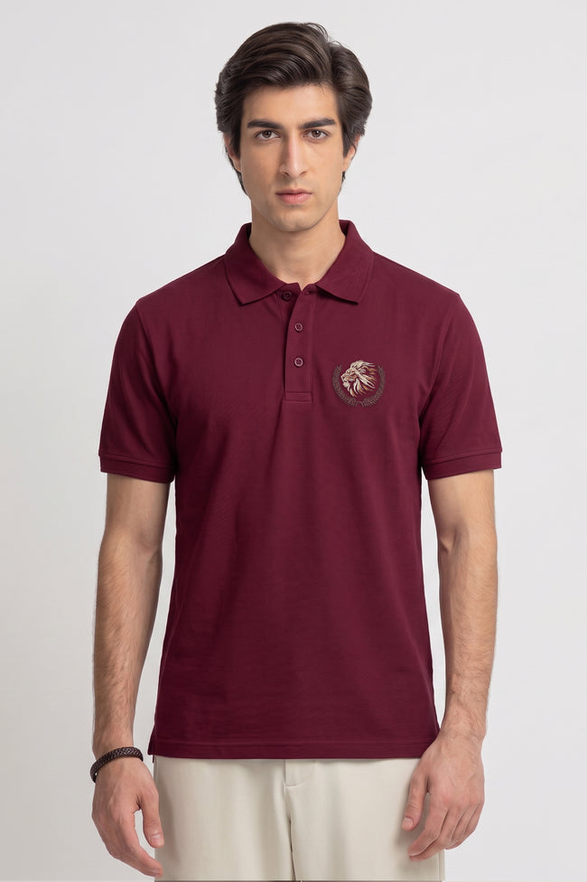 Alpine Men’s Maroon Polo – Royal Lion Edition Hover Image