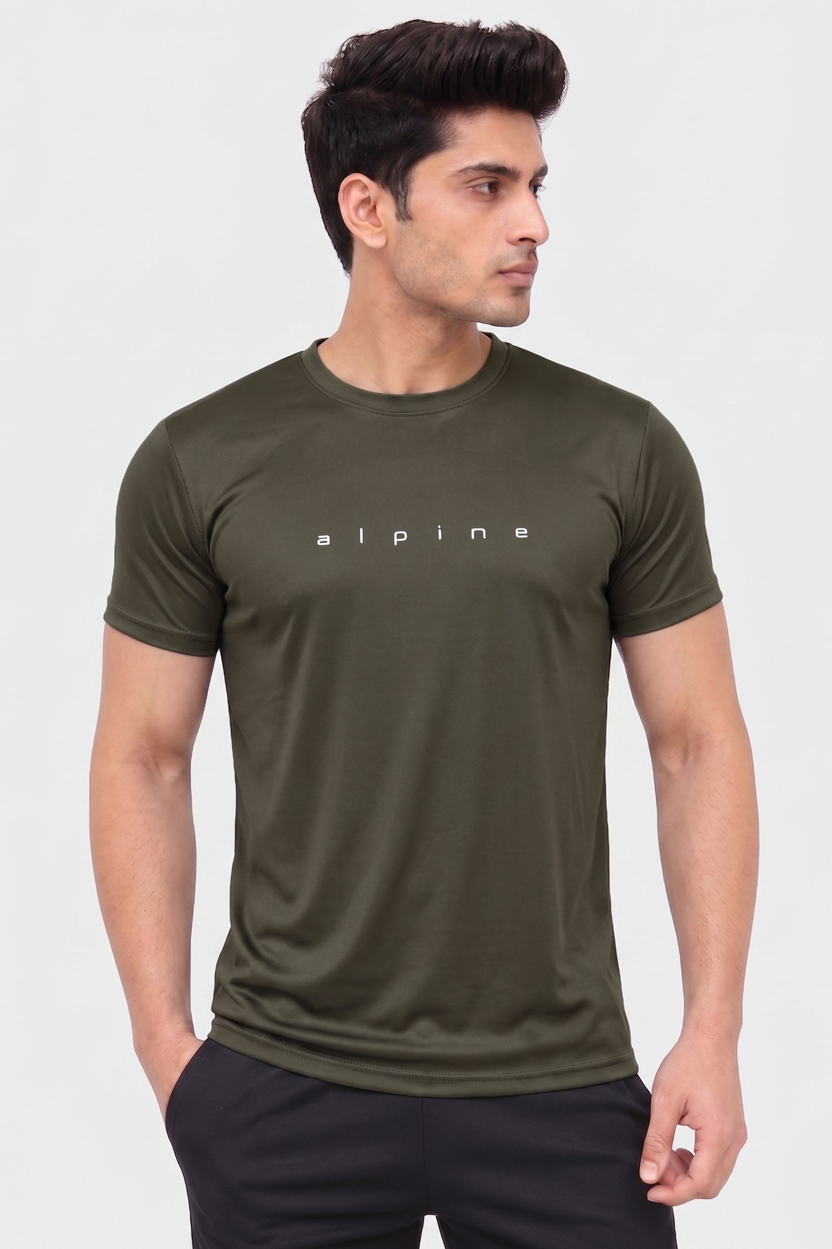 Alpine Men’s Olive Imported Dry Fit T-Shirt – Performance Edition