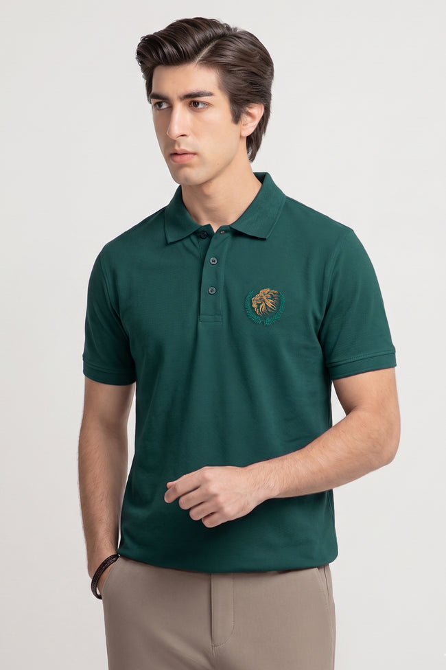 Alpine Men’s Dark Green Polo – Royal Lion Edition Hover Image