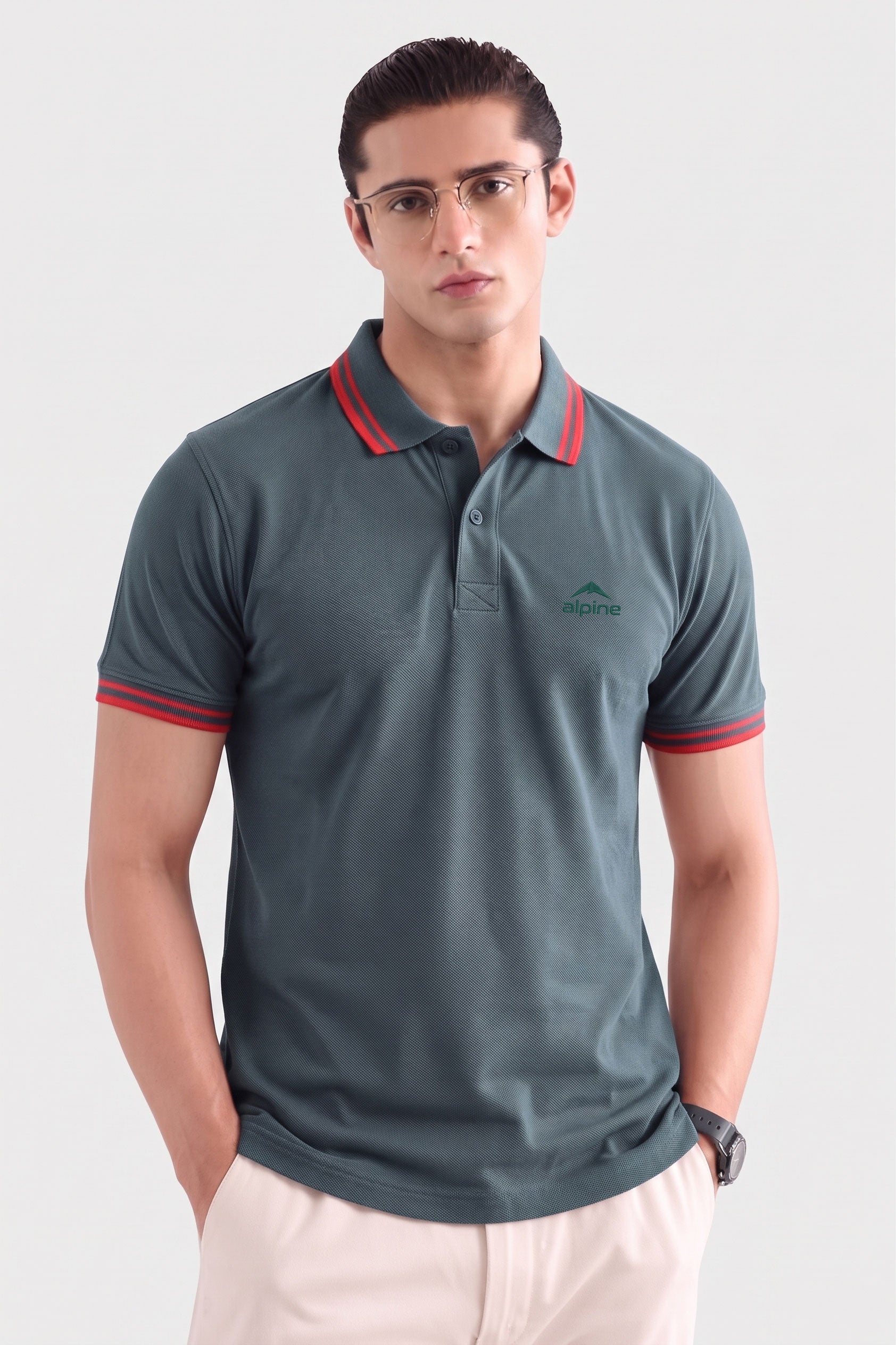 Alpine Men’s Smart Casual Cotton PQ Polo – Dark Green