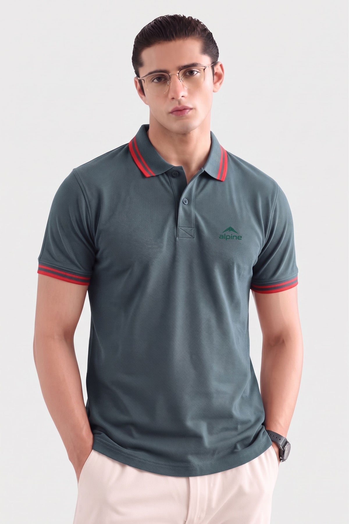 Alpine Men’s Smart Casual Cotton PQ Polo – Dark Green