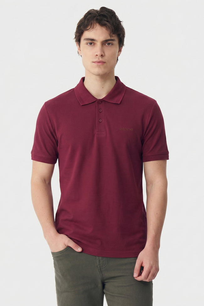 Alpine Men’s Maroon Essential Polo Shirt Hover Image