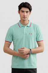 Alpine Men’s Mint Green Cotton Polo Shirt – Contrast Trim Edition