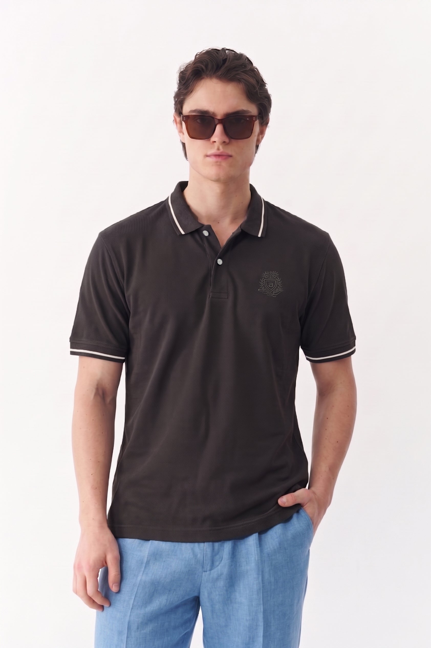 Alpine Men’s Charcoal Grey Cotton Polo Shirt - Premium Edition