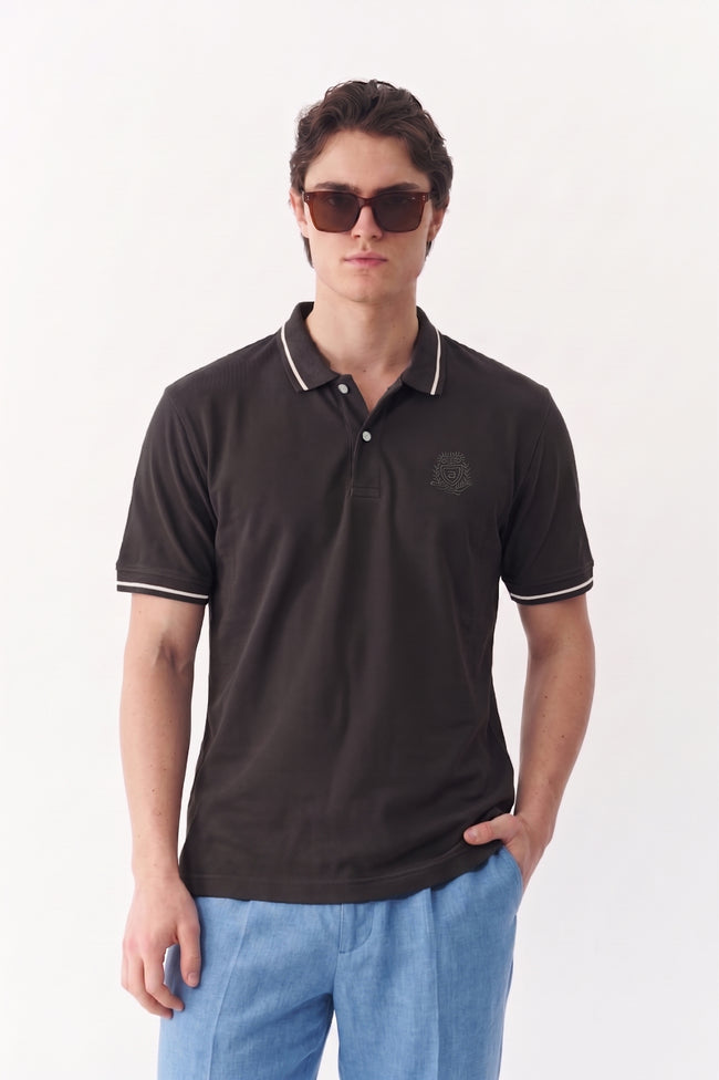 Alpine Men’s Charcoal Grey Cotton Polo Shirt - Premium Edition Hover Image
