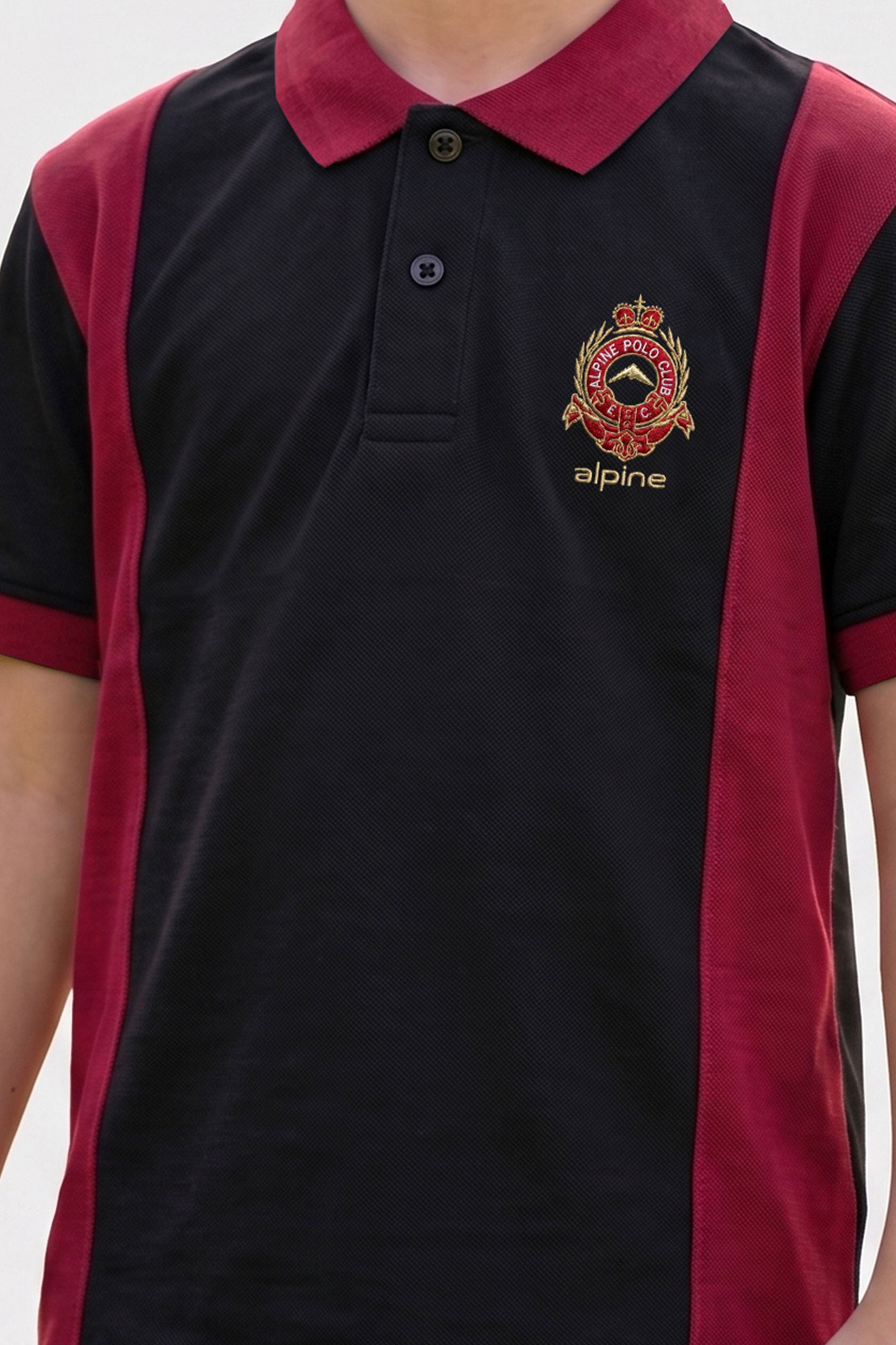 Alpine Kids Panel Polo Shirt Black – Premium Cotton