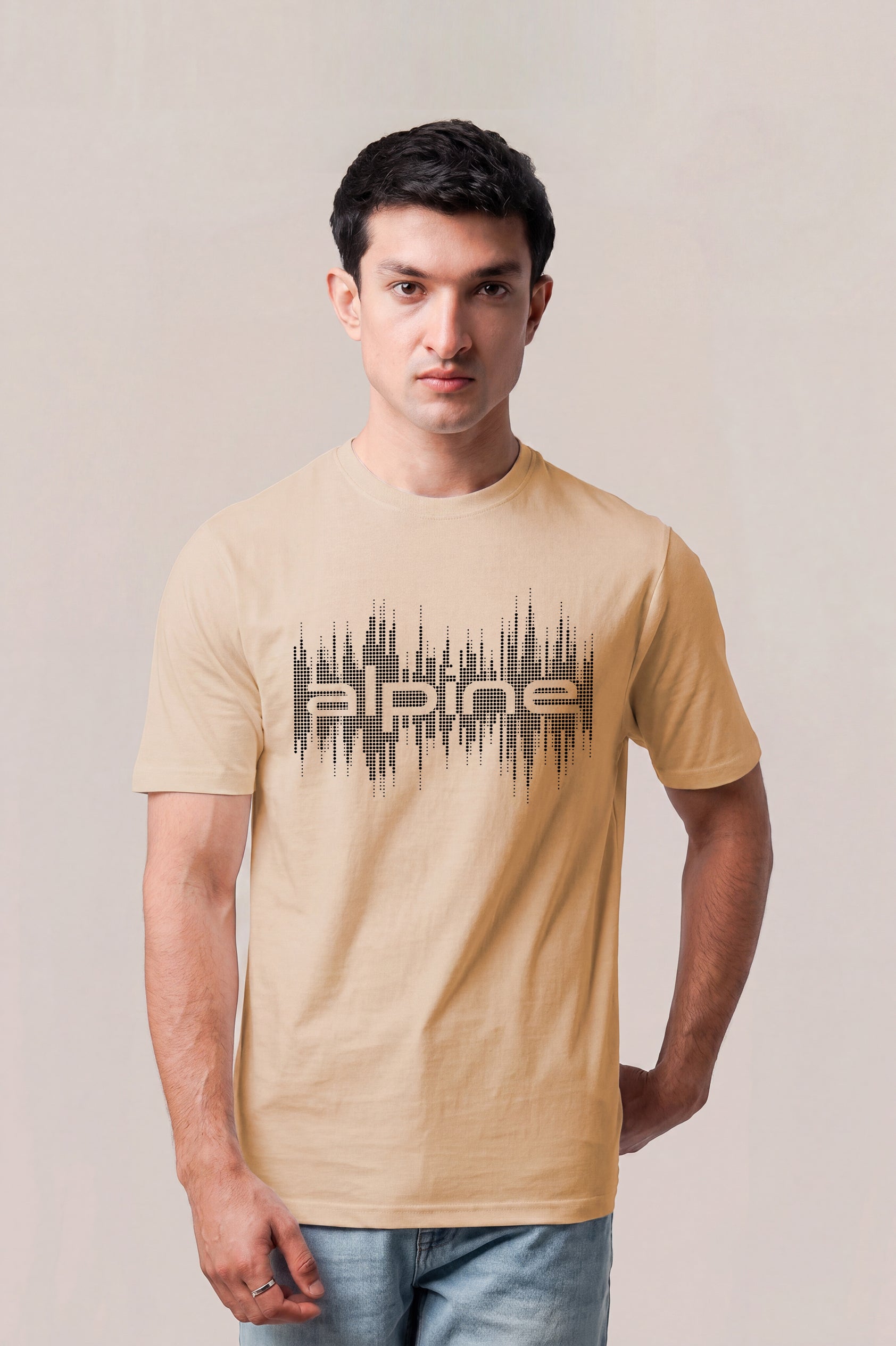 Alpine Soundwave Graphic T-Shirt Sand – Premium Cotton Tee