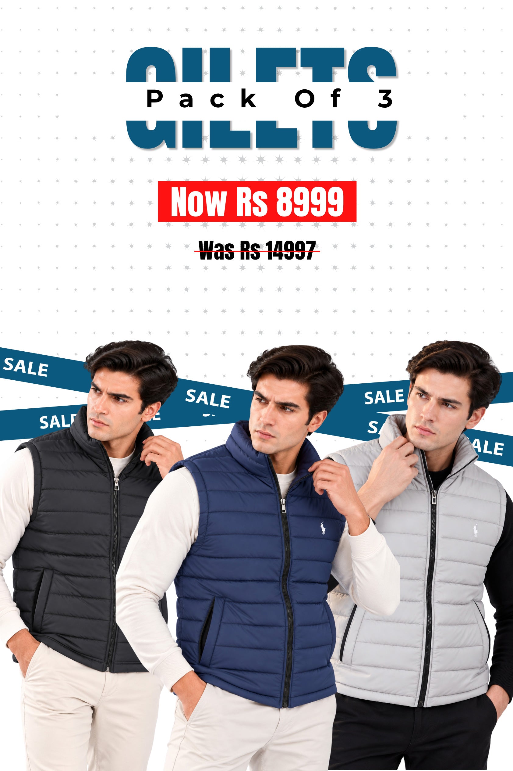 Alpine - Imported Gilet Bundle Offer - Black, Navy Blue & Grey