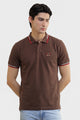 Alpine Men’s Brown Cotton Polo Shirt – Contrast Trim Edition
