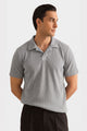 Silver Gray V Neck Knitted Polos