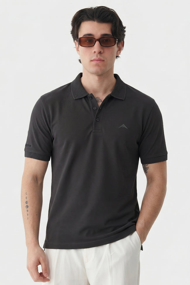 Alpine Men’s Dark Grey Polo – Elite Minimal Series Hover Image