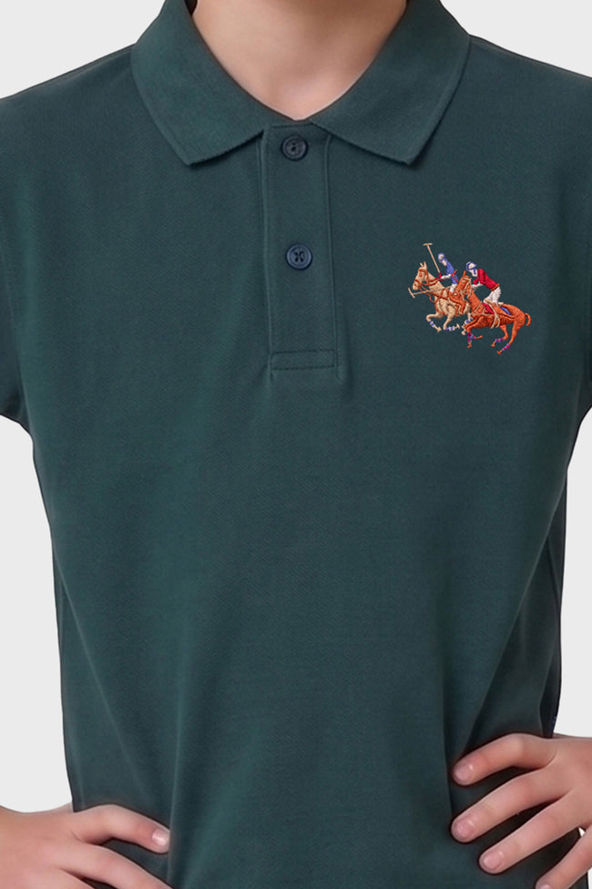 Alpine Kids Classic Polo Shirt Dark Green – Premium Cotton Main Image