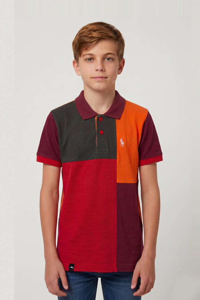 Alpine Kids Classic Polo Shirt Red – Block Edition Hover Image