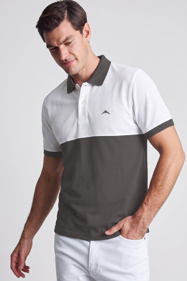 Alpine Men’s Dark Grey Cotton Polo Shirt - Dual Tone Edition Hover Image